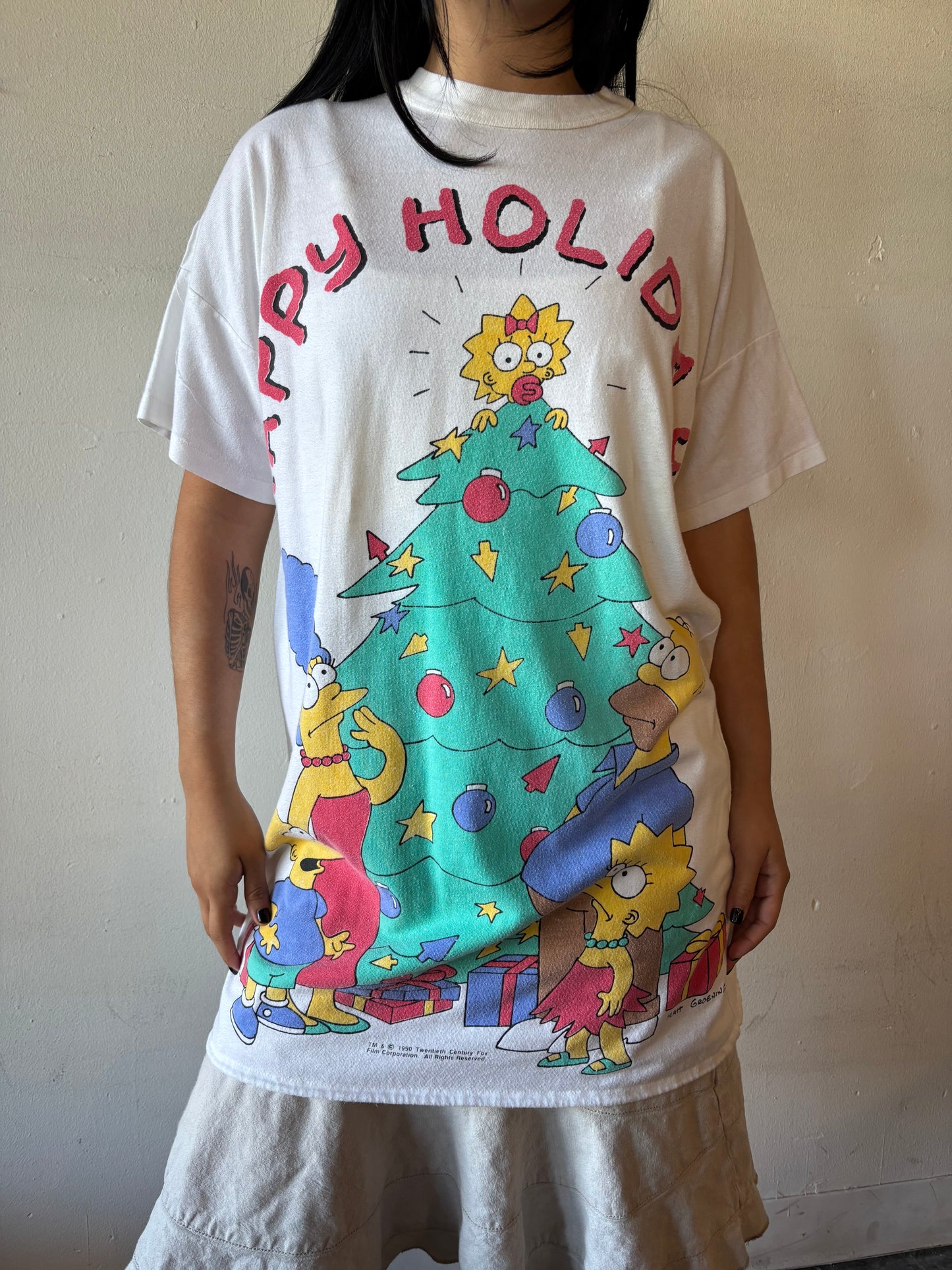 Vintage The Simpsons Happy Holidays Shirt