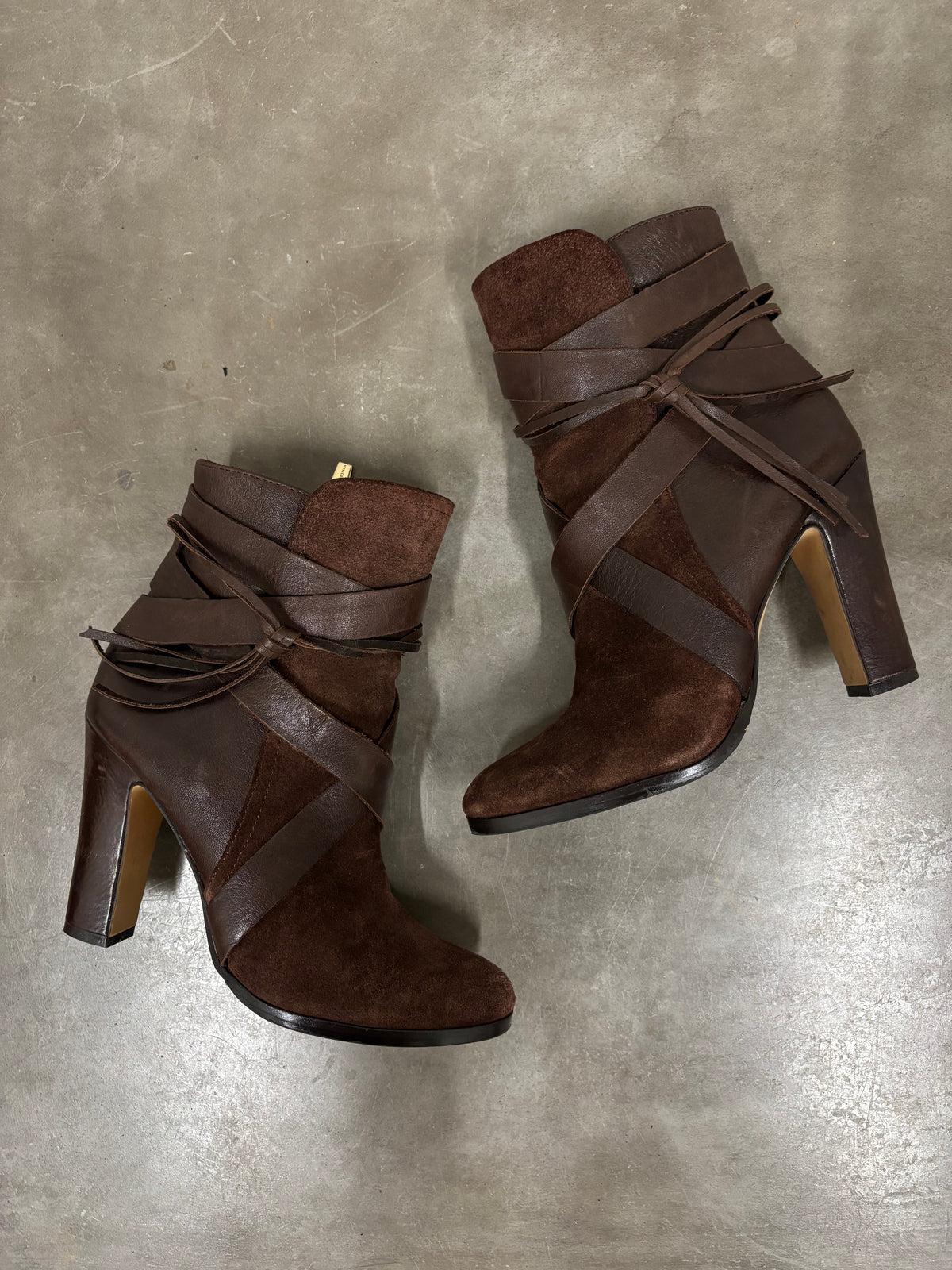 Vince Camato Brown Suede Leather Fringe Boots