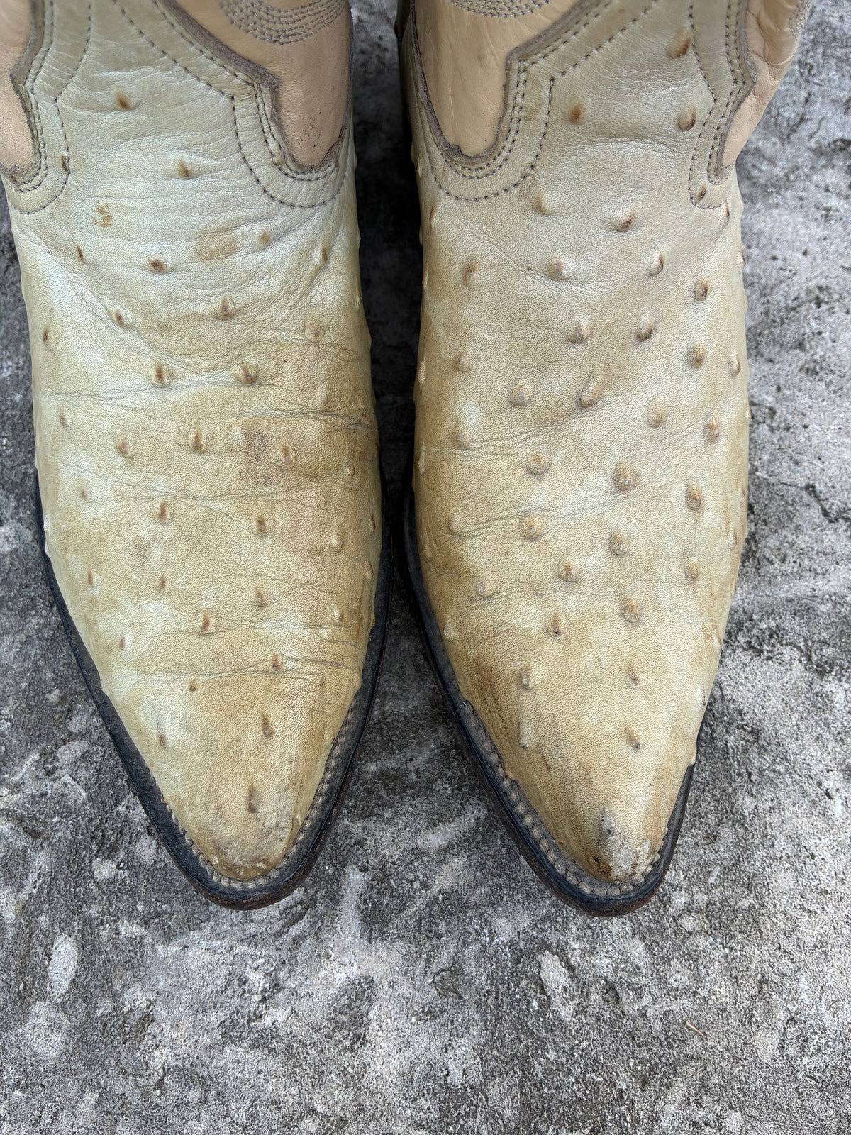 Vintage 1990s Red Diamond Ostrich Cowboy Boots