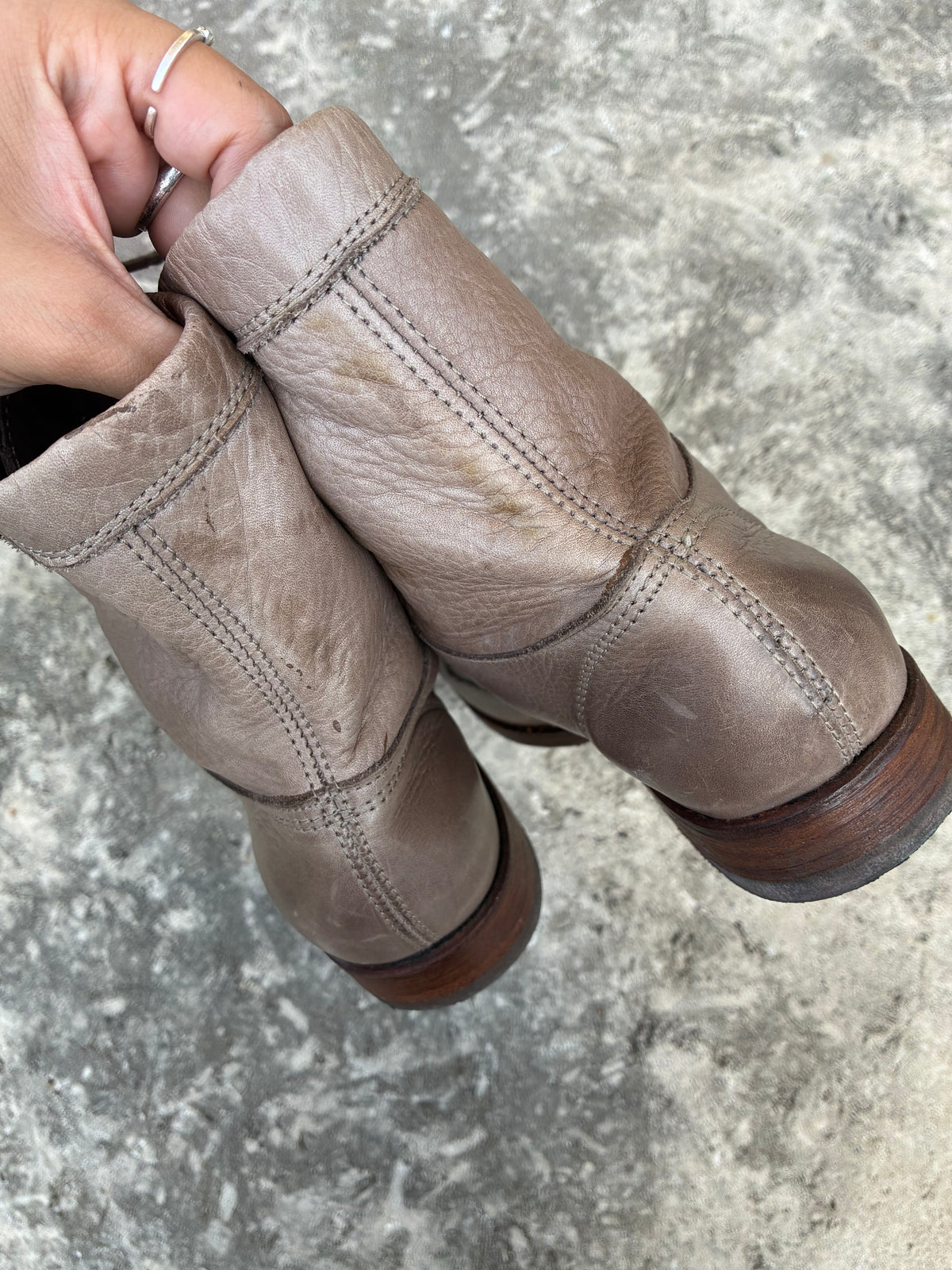 Vintage Frye Lace Up Grey Boots
