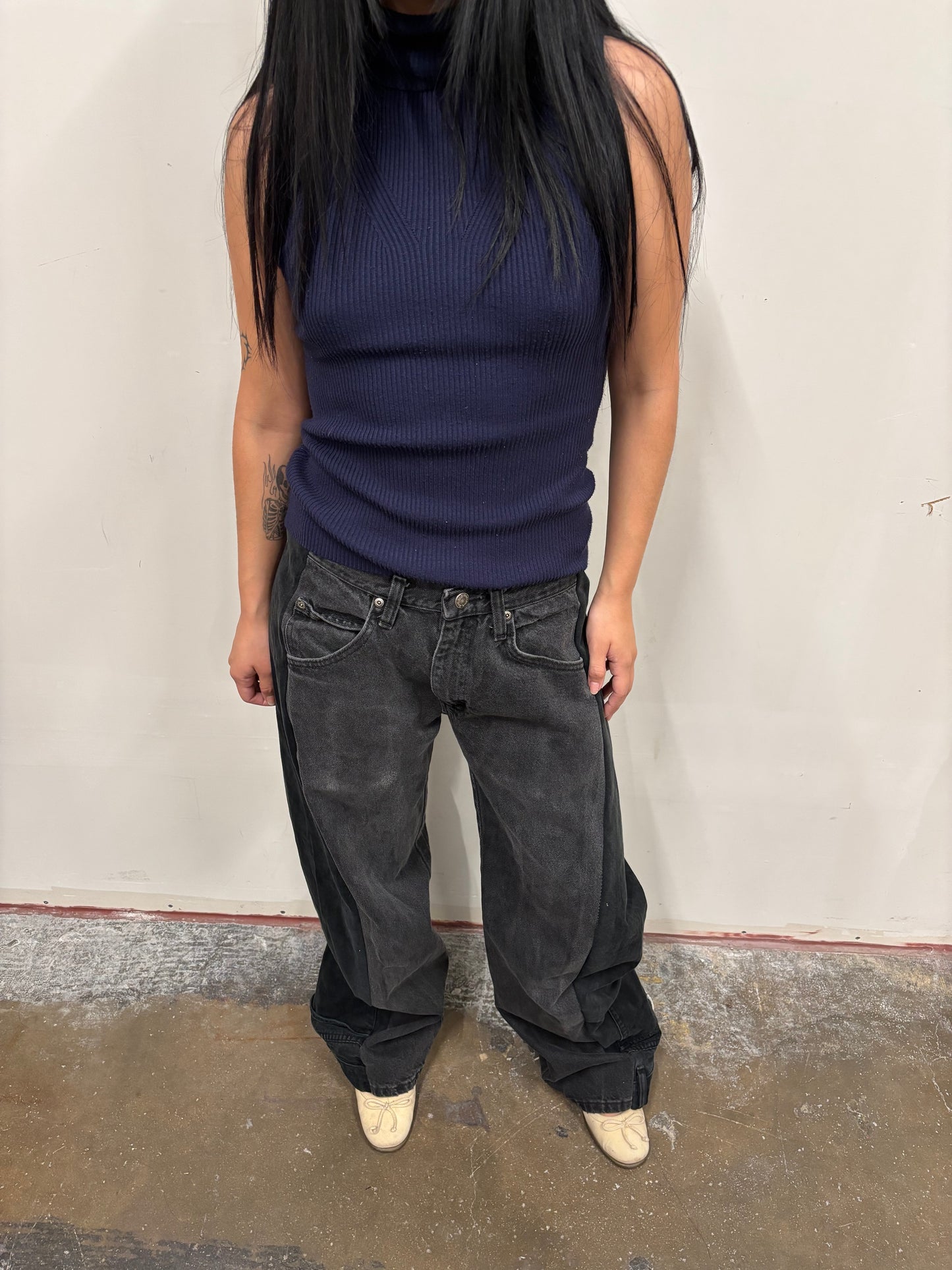 Reworked Wrangler Split Jeans