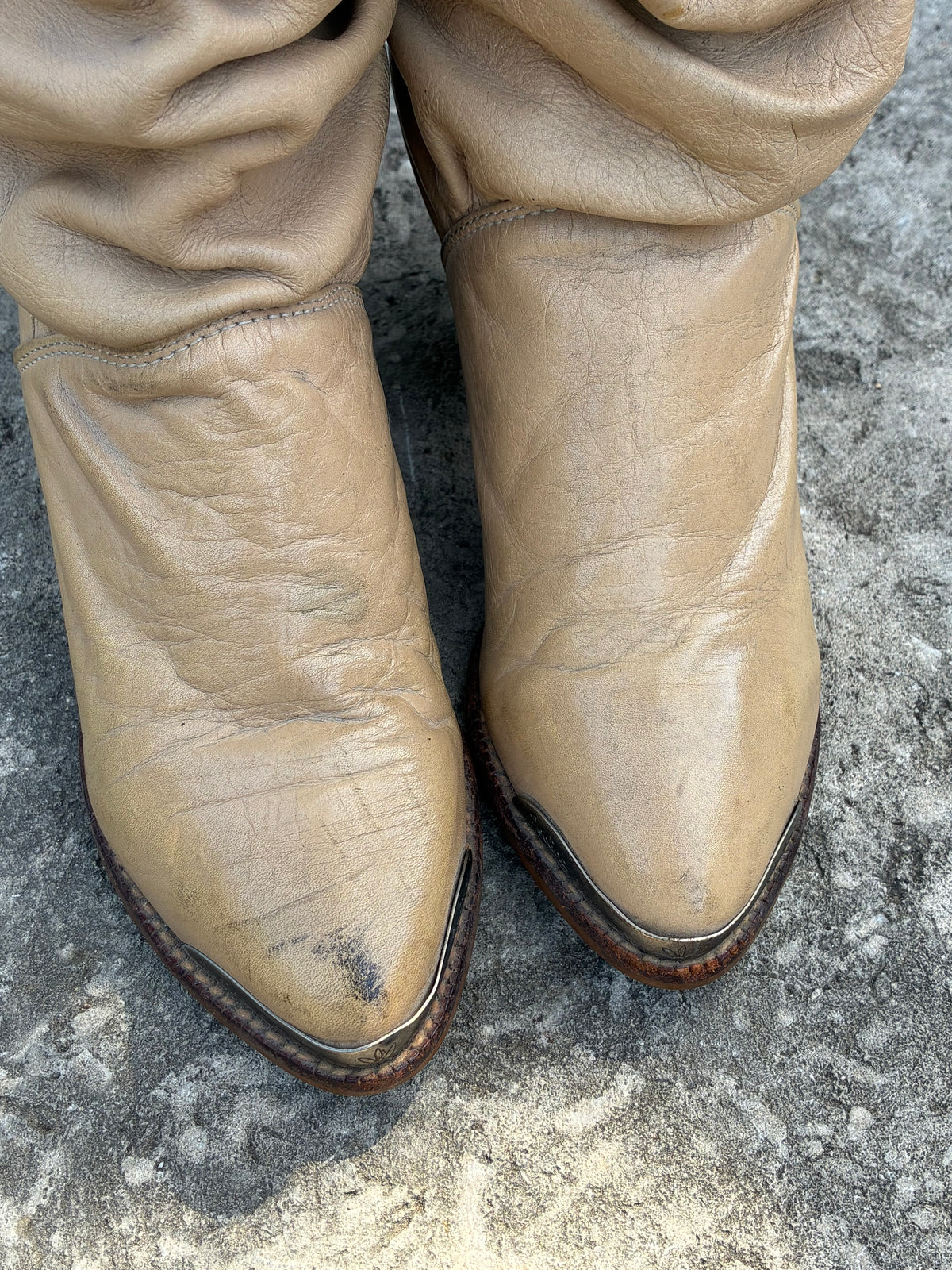 Vintage 1980s Zodiac Metal Toe Ankle Slouchy Boots