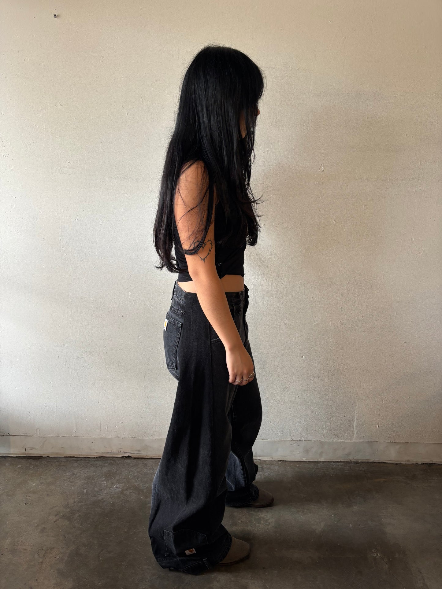 Reworked Black Split Jeans