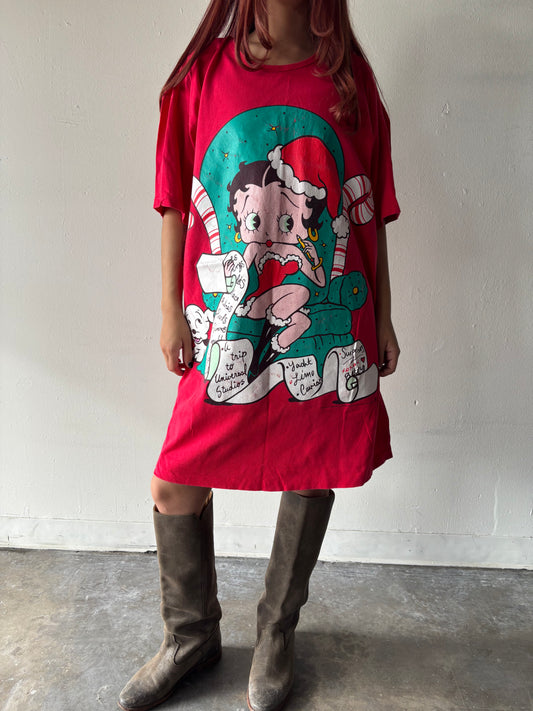 Vintage Betty Boop Merry Christmas Sleeping Shirt