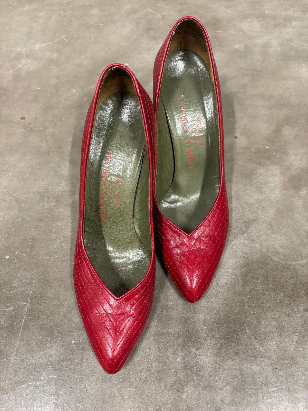Vintage Red Charles J Kitten Heels
