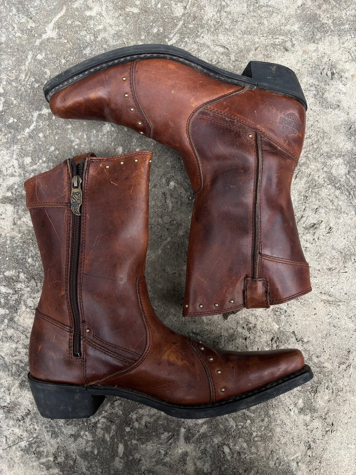 Vintage Harley Davidson Studded Pointed Boots