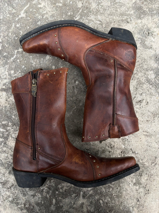 Vintage Harley Davidson Studded Pointed Boots