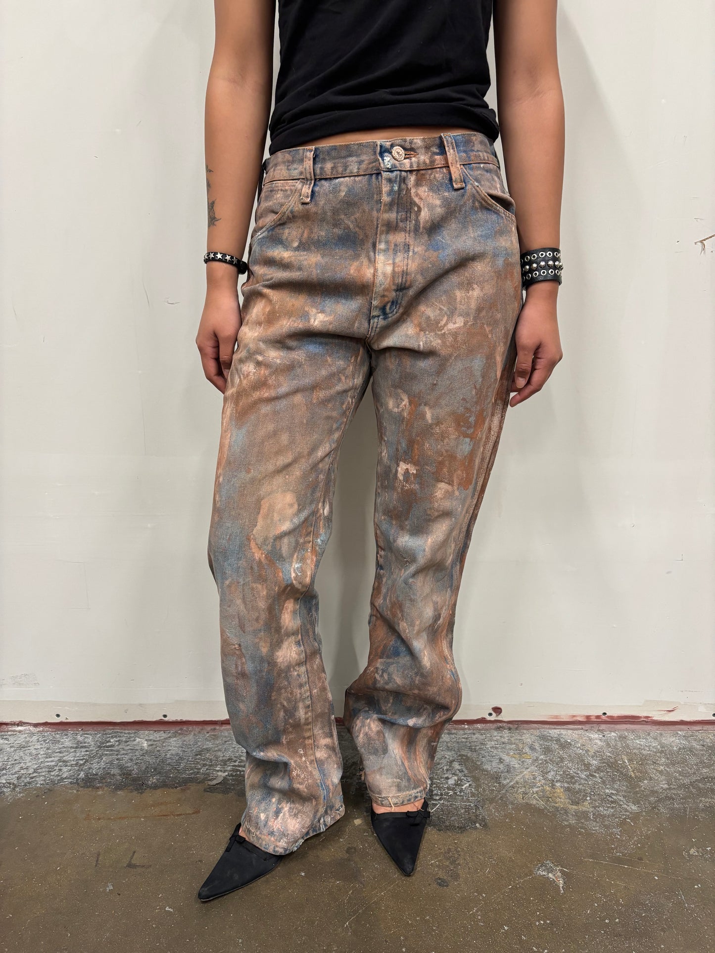 Vintage Wrangler Hand Painted Rusty Jeans