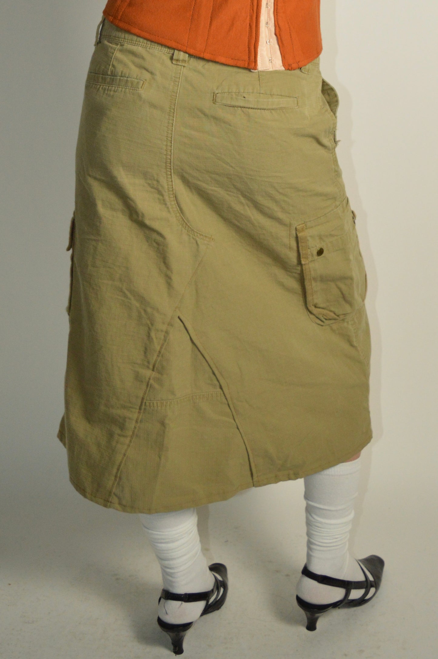 Reconstructed Polo Ralph Lauren Cargo Midi Skirt