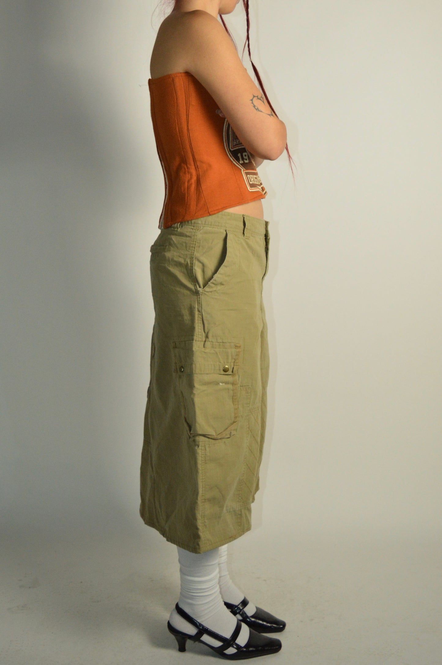 Reconstructed Polo Ralph Lauren Cargo Midi Skirt