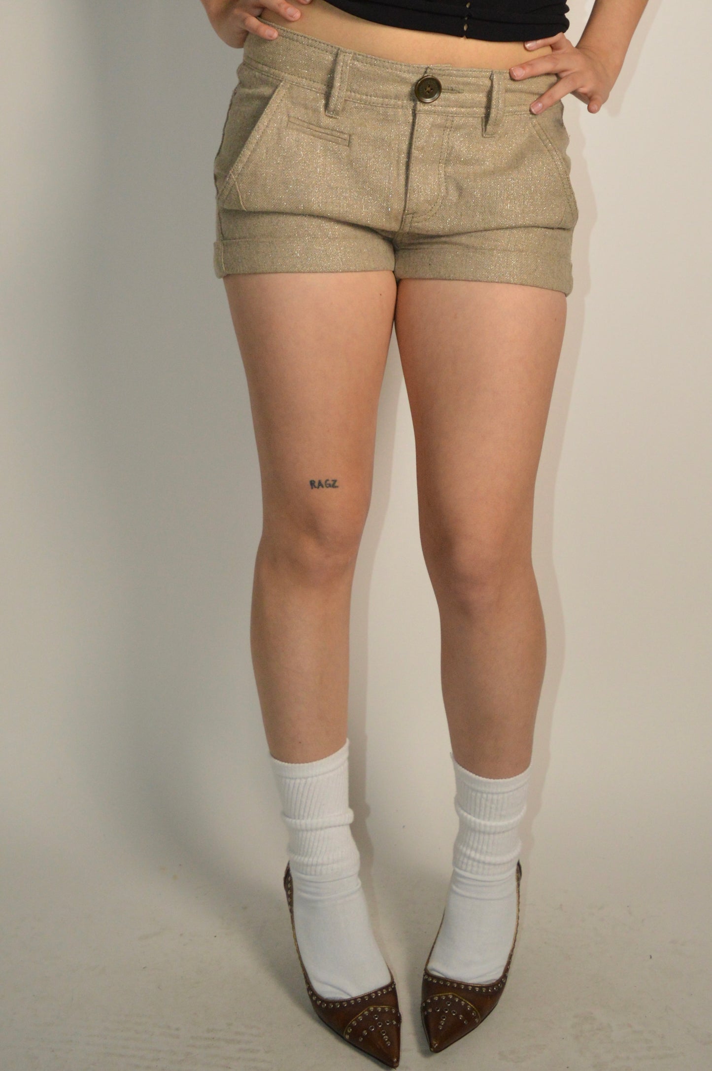 Vintage Beige Express Booty Shorts