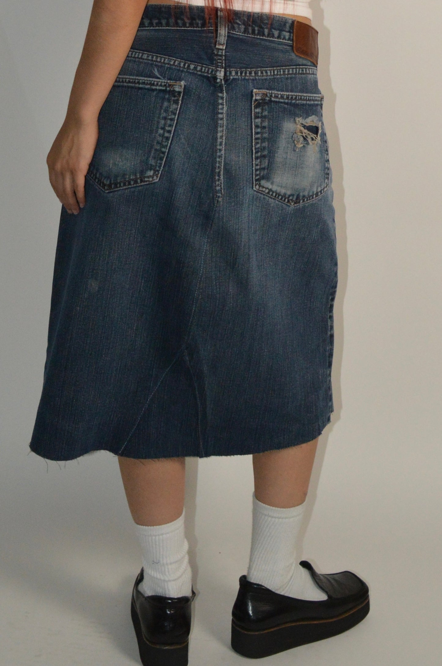 Reconstructed Denim Midi Skirt