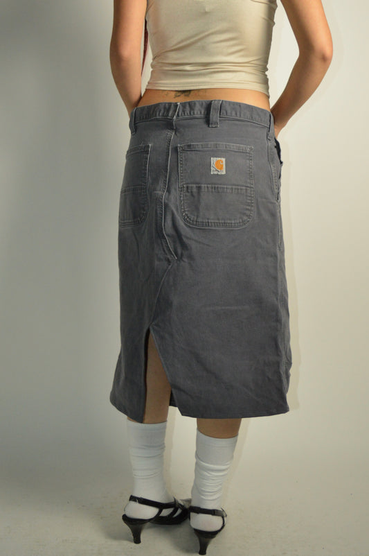 Reconstructed Carhartt Grey Midi Skirt